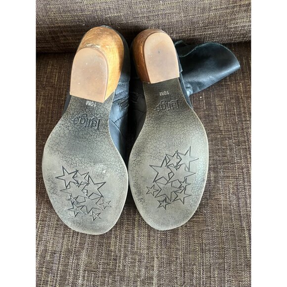 LATIGO Leather Navy Blue, Wooden Heel, Ankle Boots Size 10 - Picture 6 of 7